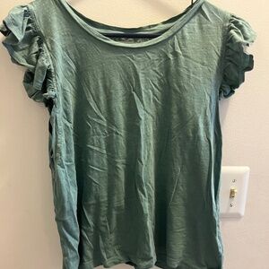 Womens Army Green Cotton shirt with ruffles